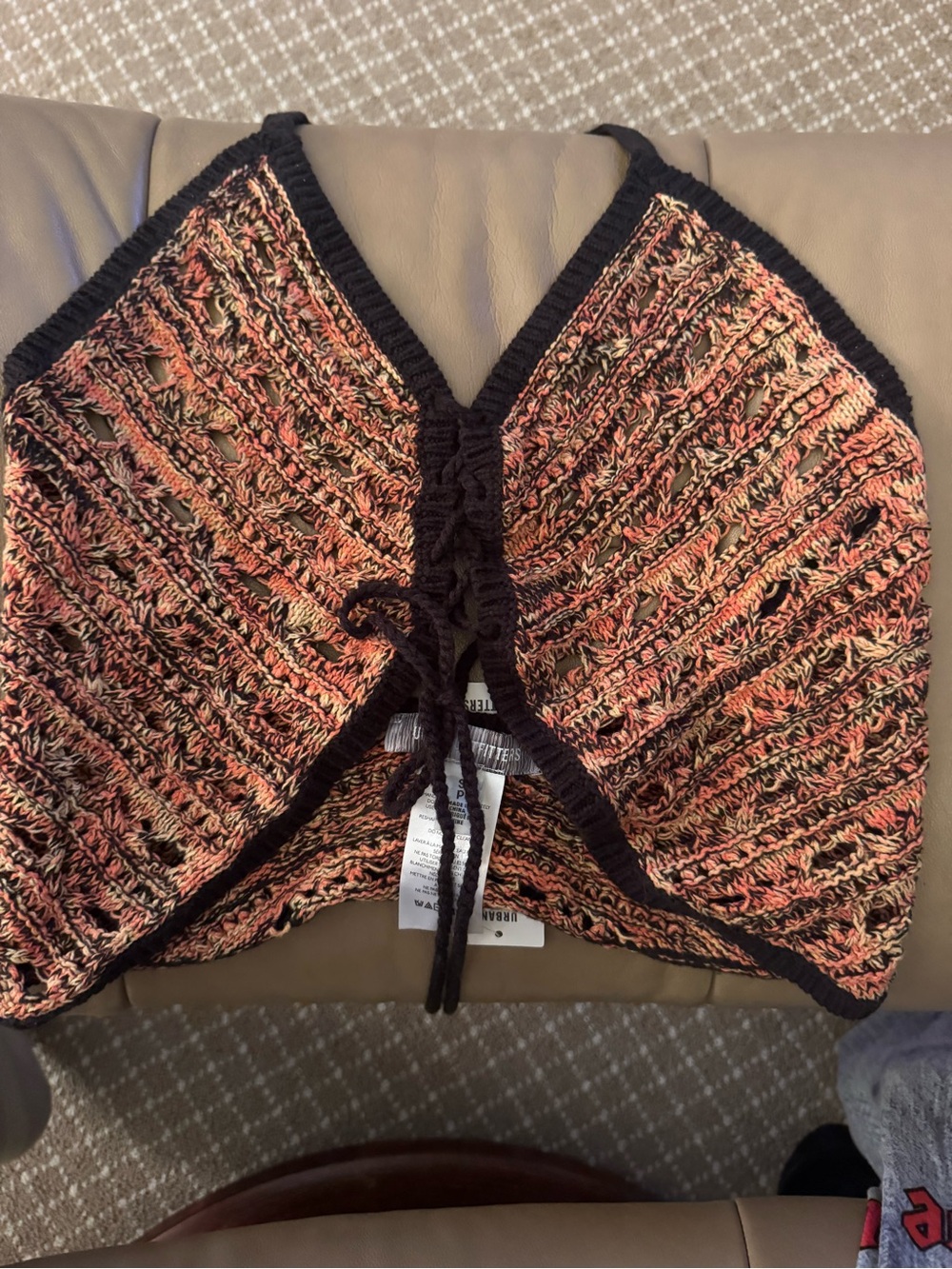 Urban Outfitters Coral and Black Crochet Bandeau Bralette
